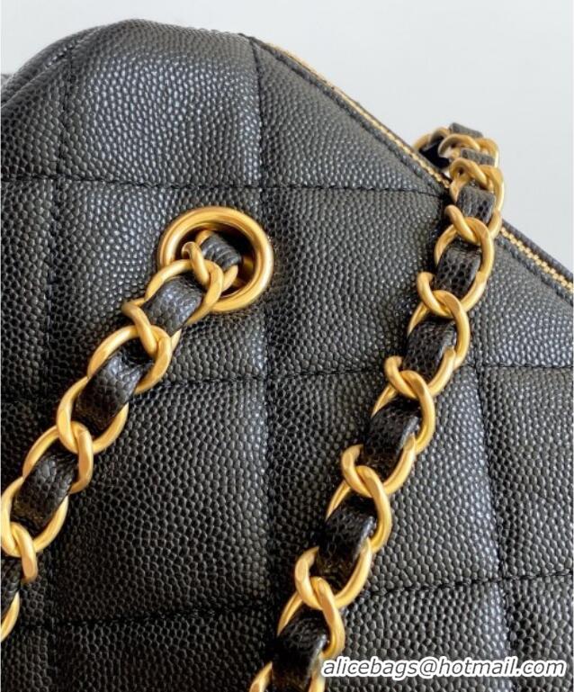 Luxury Cheap Chanel Small Grained Calfskin Bowling Bag AS5792 Black 2025