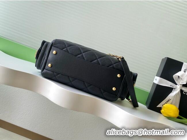 Luxury Cheap Chanel Small Grained Calfskin Bowling Bag AS5792 Black 2025