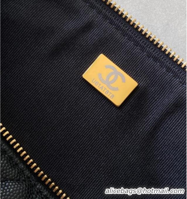 Luxury Cheap Chanel Small Grained Calfskin Bowling Bag AS5792 Black 2025