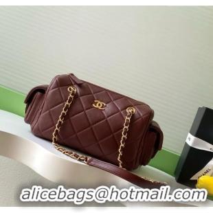 Top Quality Chanel Small Calfskin Leather Bowling Bag AS5792 Dark Burgundy 2025