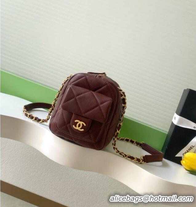 Top Quality Chanel Small Calfskin Leather Bowling Bag AS5792 Dark Burgundy 2025