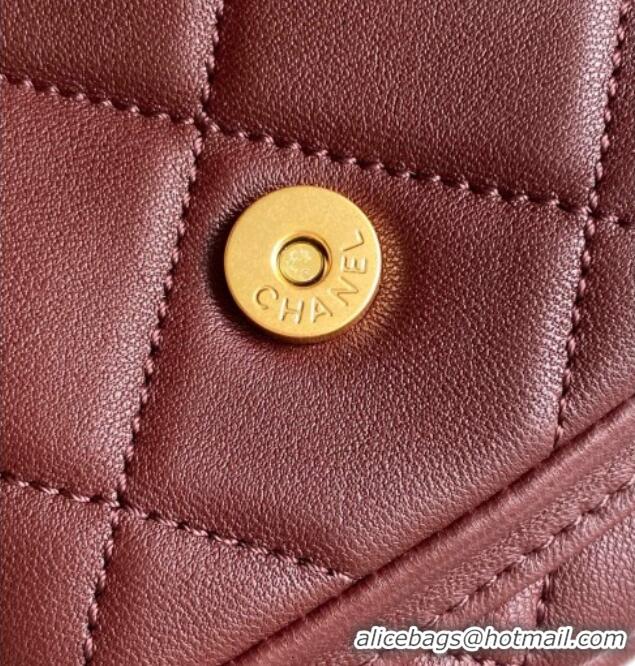 Top Quality Chanel Small Calfskin Leather Bowling Bag AS5792 Dark Burgundy 2025