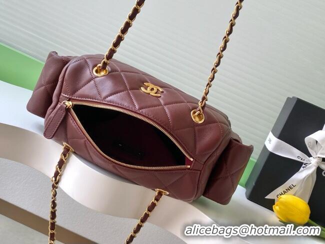 Top Quality Chanel Small Calfskin Leather Bowling Bag AS5792 Dark Burgundy 2025