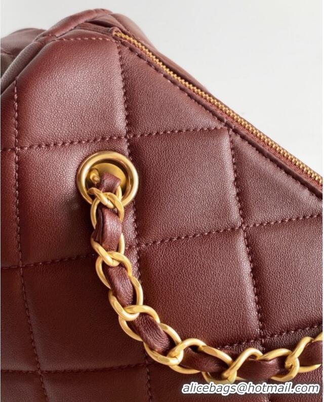Top Quality Chanel Small Calfskin Leather Bowling Bag AS5792 Dark Burgundy 2025