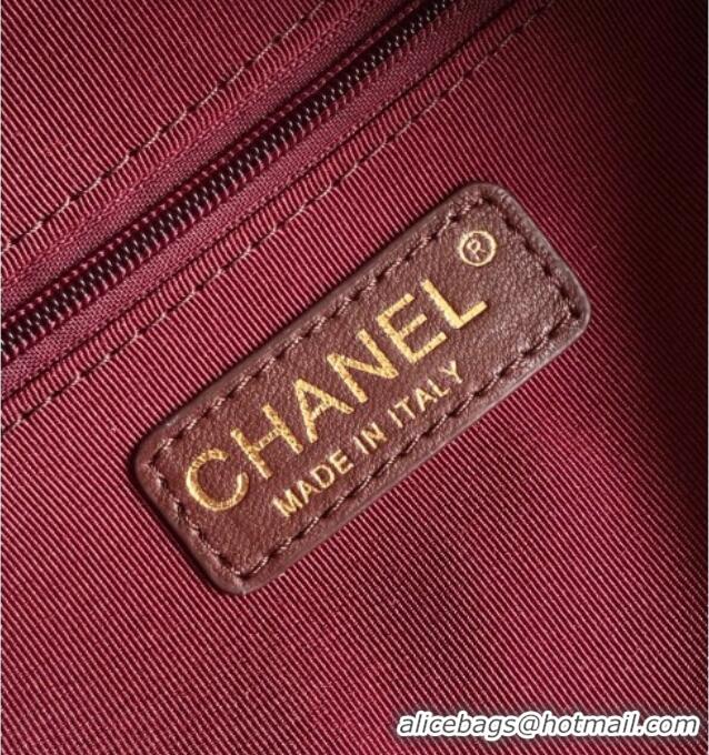 Top Quality Chanel Small Calfskin Leather Bowling Bag AS5792 Dark Burgundy 2025