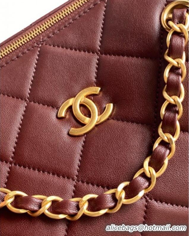 Top Quality Chanel Small Calfskin Leather Bowling Bag AS5792 Dark Burgundy 2025