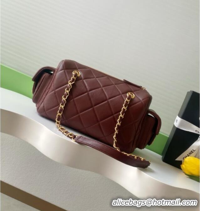Top Quality Chanel Small Calfskin Leather Bowling Bag AS5792 Dark Burgundy 2025