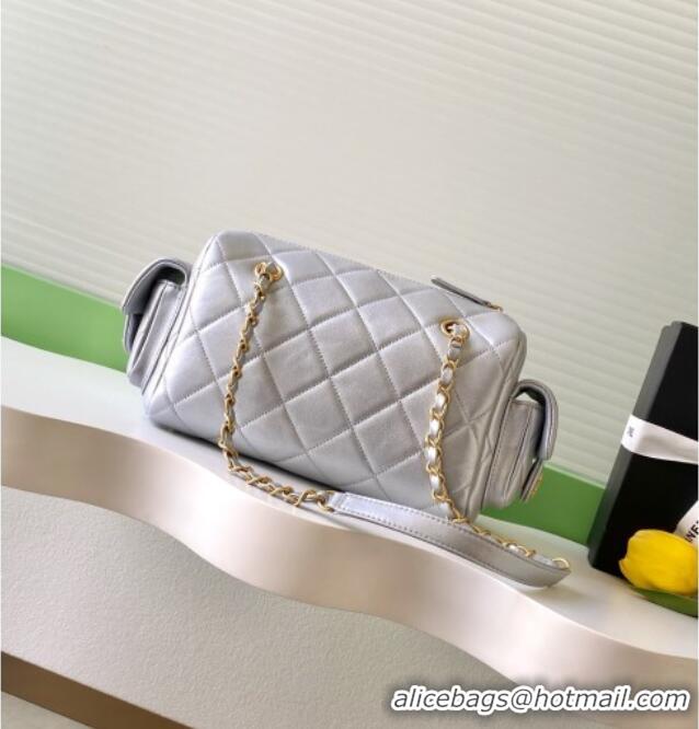 Most Popular Chanel Small Calfskin Leather Bowling Bag AS5792 Silver 2025