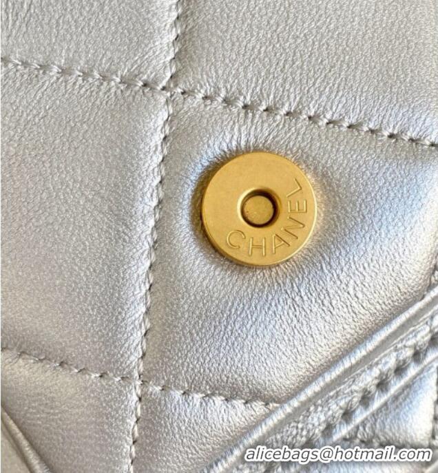 Most Popular Chanel Small Calfskin Leather Bowling Bag AS5792 Silver 2025