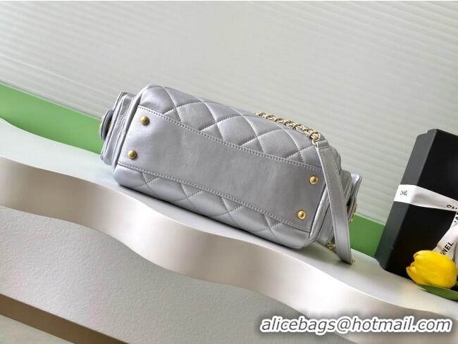 Most Popular Chanel Small Calfskin Leather Bowling Bag AS5792 Silver 2025