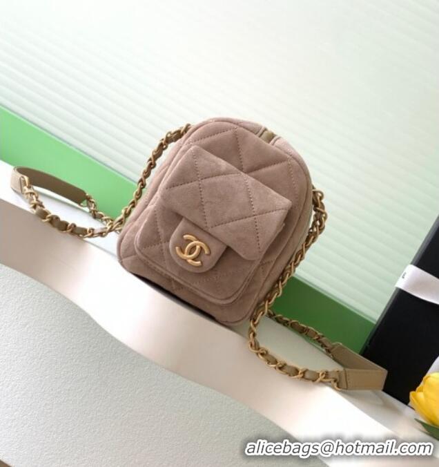 Traditional Specials Chanel Small Suede Bowling Bag AS5792 Khaki 2025