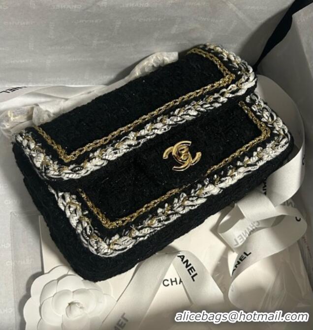 Well Crafted Chanel Tweed Small Flap Bag A01113 Black 2025