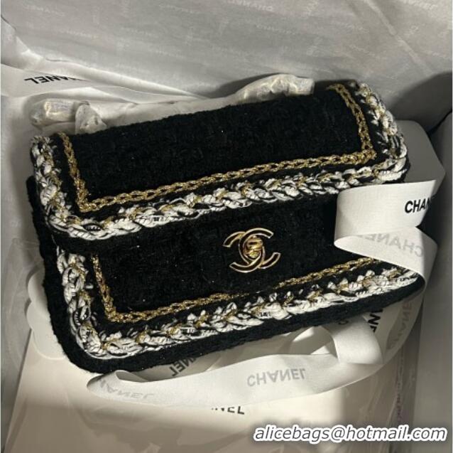 Well Crafted Chanel Tweed Small Flap Bag A01113 Black 2025