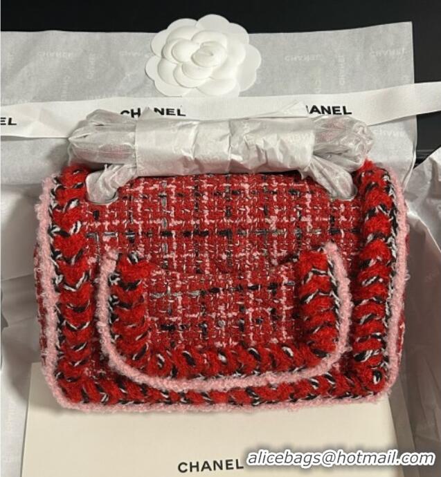 Best Product Chanel Tweed Small Flap Bag A01113 Red 2025