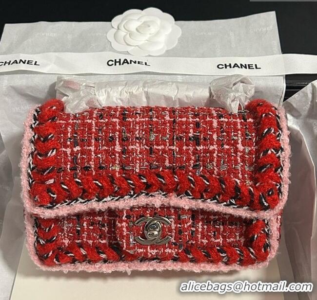 Best Product Chanel Tweed Small Flap Bag A01113 Red 2025