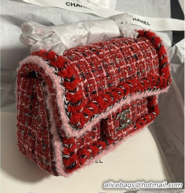 Best Product Chanel Tweed Small Flap Bag A01113 Red 2025