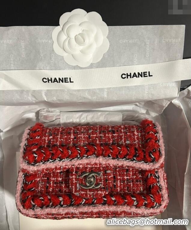 Best Product Chanel Tweed Small Flap Bag A01113 Red 2025