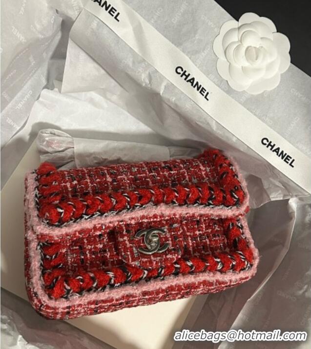 Best Product Chanel Tweed Small Flap Bag A01113 Red 2025