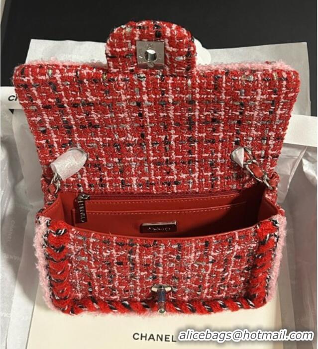 Best Product Chanel Tweed Small Flap Bag A01113 Red 2025