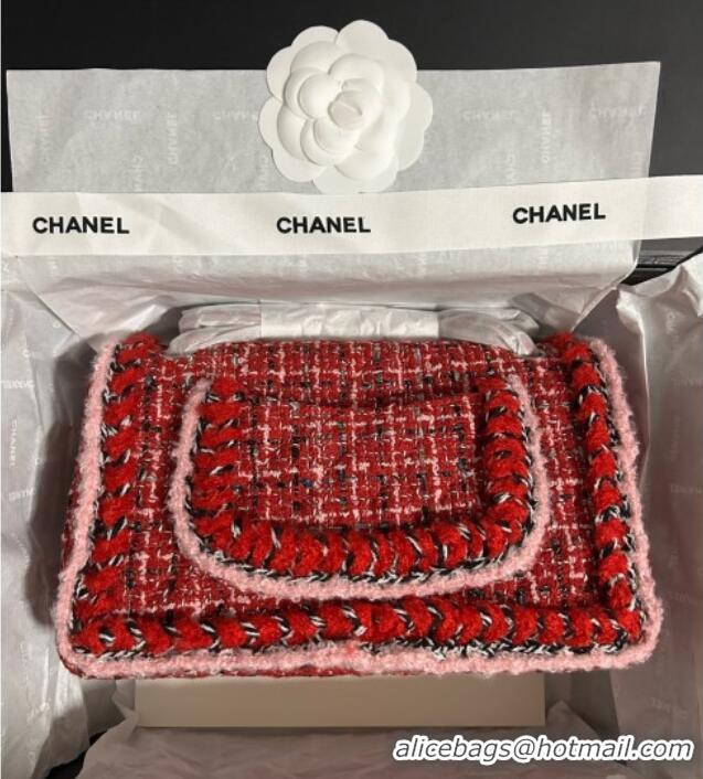 Luxury Discount Chanel Tweed Medium 11.12 Flap Bag A01112 Red 2025
