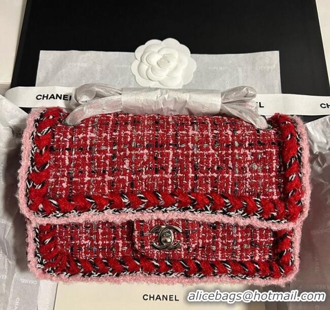 Luxury Discount Chanel Tweed Medium 11.12 Flap Bag A01112 Red 2025