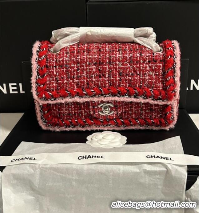 Luxury Discount Chanel Tweed Medium 11.12 Flap Bag A01112 Red 2025