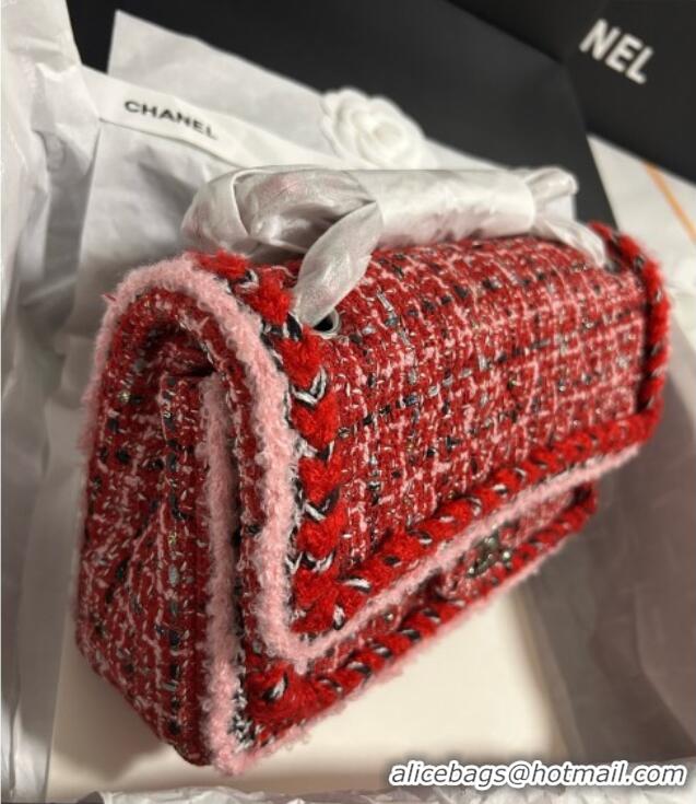 Luxury Discount Chanel Tweed Medium 11.12 Flap Bag A01112 Red 2025