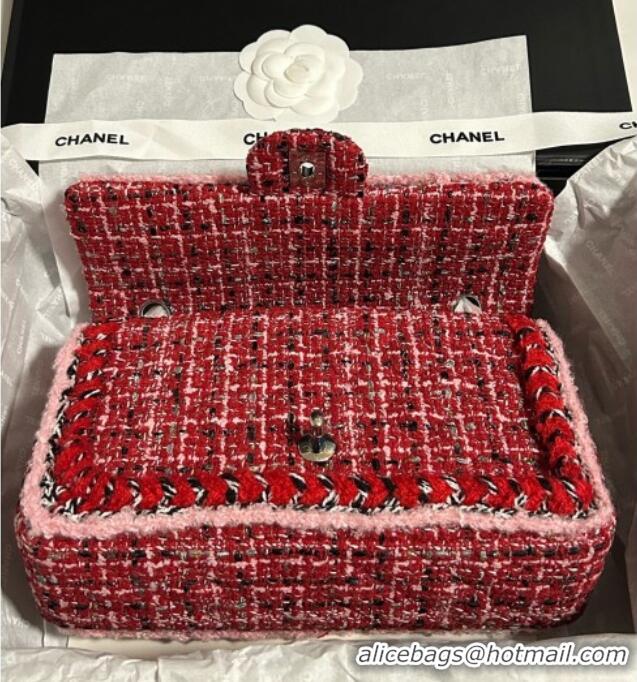 Luxury Discount Chanel Tweed Medium 11.12 Flap Bag A01112 Red 2025