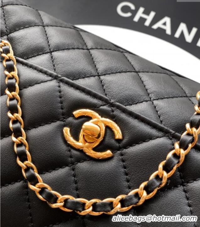 Best Price Chanel Calfskin Leather Small Flap Bag with Top Handle and Charm CH112701 Black 2025