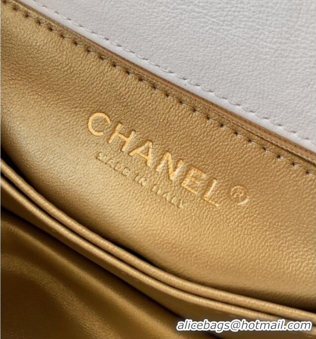 New Cheap Chanel Calfskin Leather Small Flap Bag with Top Handle and Charm CH112701 White 2025