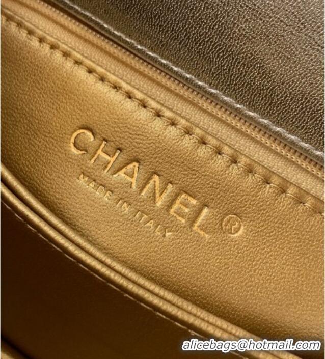 Best Price Chanel Calfskin Leather Small Flap Bag with Top Handle and Charm CH112701 Silver 2025