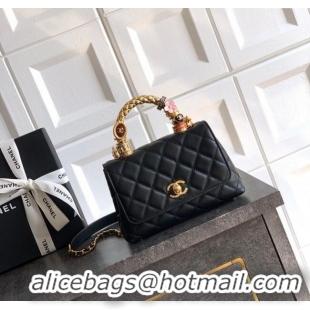 Big Discount Chanel Calfskin Leather Mini Flap Bag with Top Handle and Charm CH112701 Black 2025