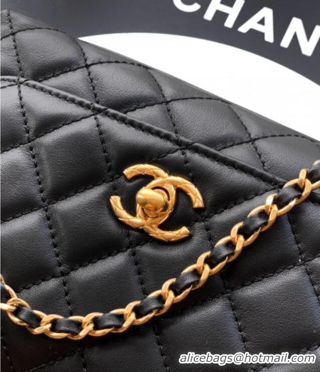 Big Discount Chanel Calfskin Leather Mini Flap Bag with Top Handle and Charm CH112701 Black 2025