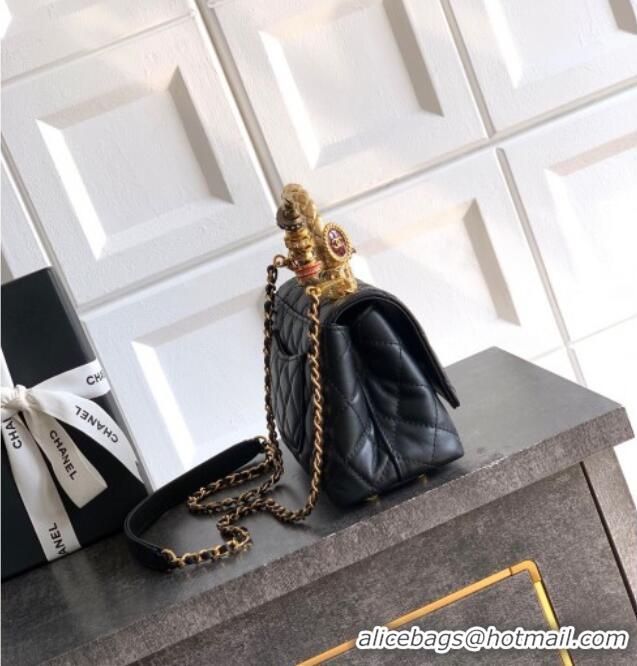 Big Discount Chanel Calfskin Leather Mini Flap Bag with Top Handle and Charm CH112701 Black 2025