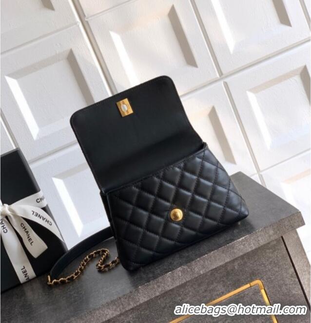 Big Discount Chanel Calfskin Leather Mini Flap Bag with Top Handle and Charm CH112701 Black 2025