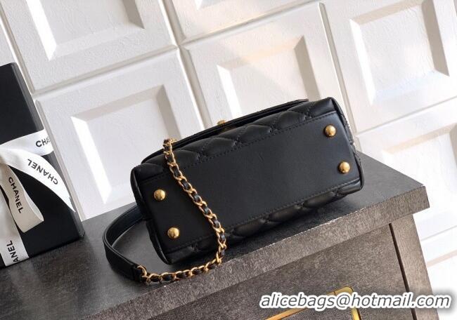 Big Discount Chanel Calfskin Leather Mini Flap Bag with Top Handle and Charm CH112701 Black 2025