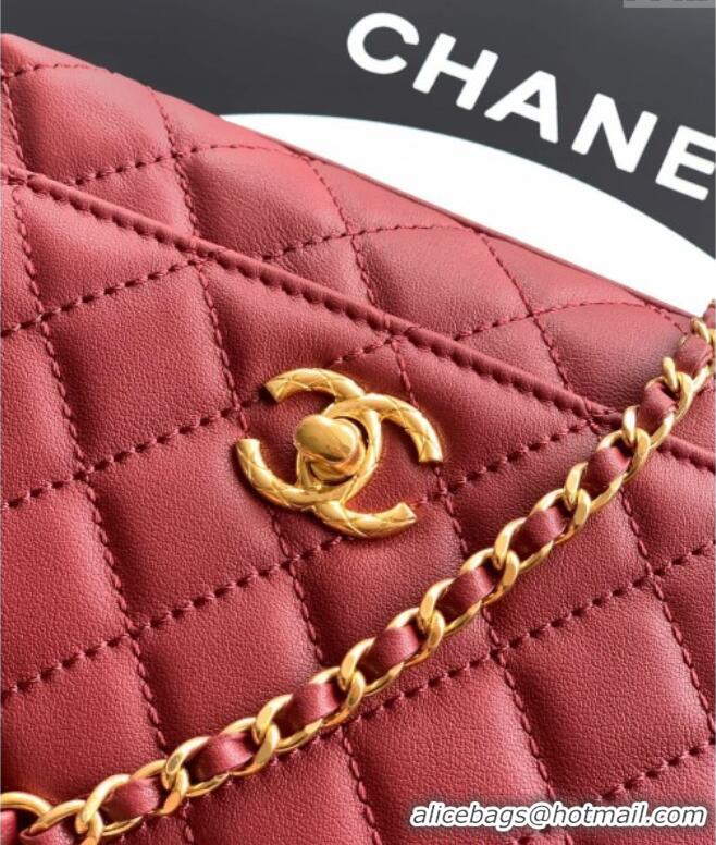 Popular Style Chanel Calfskin Leather Mini Flap Bag with Top Handle and Charm CH112701 Burgundy 2025