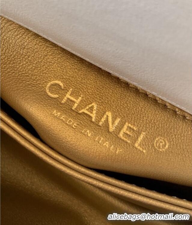 Market Sells Chanel Calfskin Leather Mini Flap Bag with Top Handle and Charm CH112701 White 2025