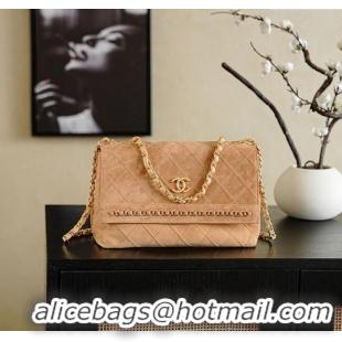 Reasonable Price Chanel Quilted Suede Flap Bag with Chain CH112702 Beige 2025