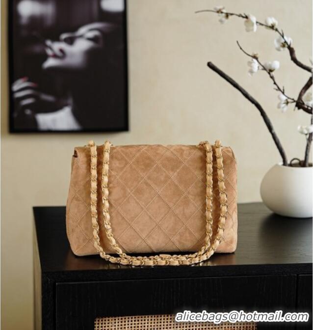 Reasonable Price Chanel Quilted Suede Flap Bag with Chain CH112702 Beige 2025