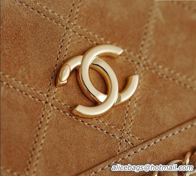 Reasonable Price Chanel Quilted Suede Flap Bag with Chain CH112702 Beige 2025