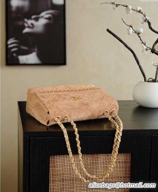 Reasonable Price Chanel Quilted Suede Flap Bag with Chain CH112702 Beige 2025