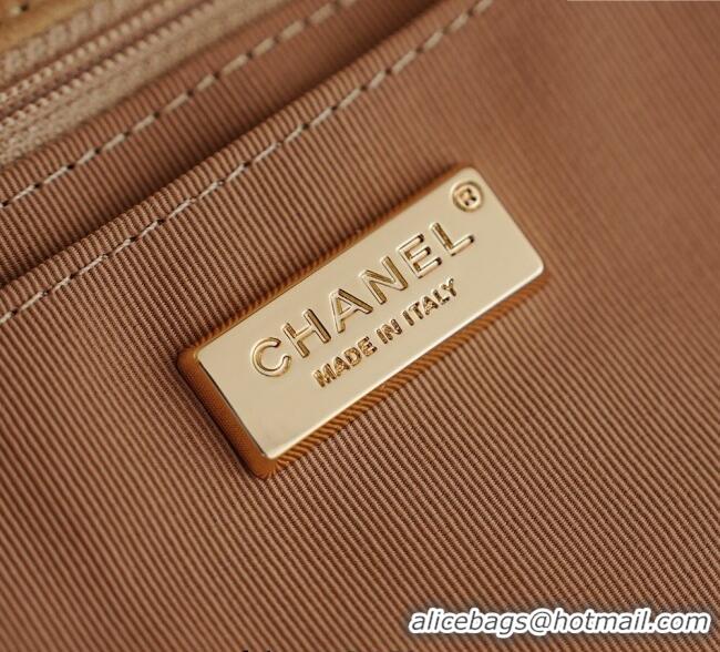 Reasonable Price Chanel Quilted Suede Flap Bag with Chain CH112702 Beige 2025