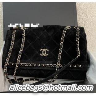 Luxury Promotional Chanel Quilted Suede Flap Bag with Chain CH112702 Black 2025