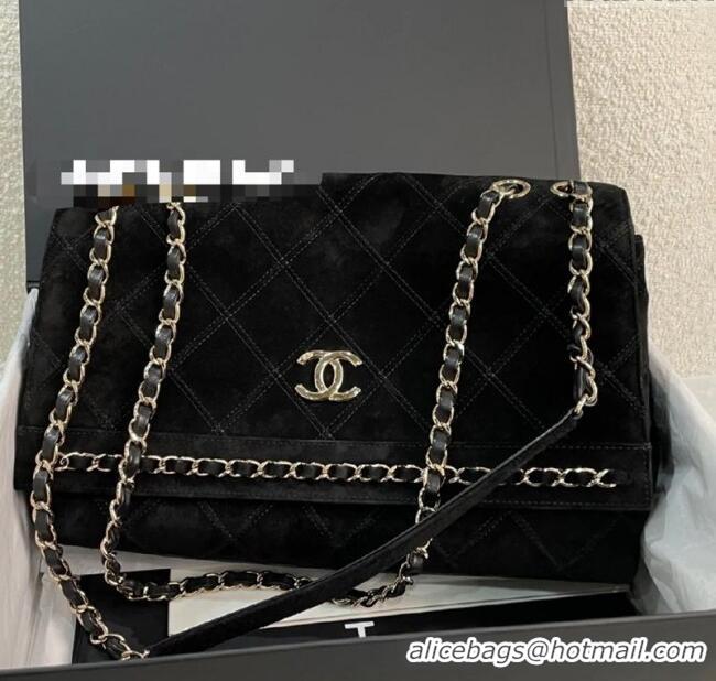 Luxury Promotional Chanel Quilted Suede Flap Bag with Chain CH112702 Black 2025