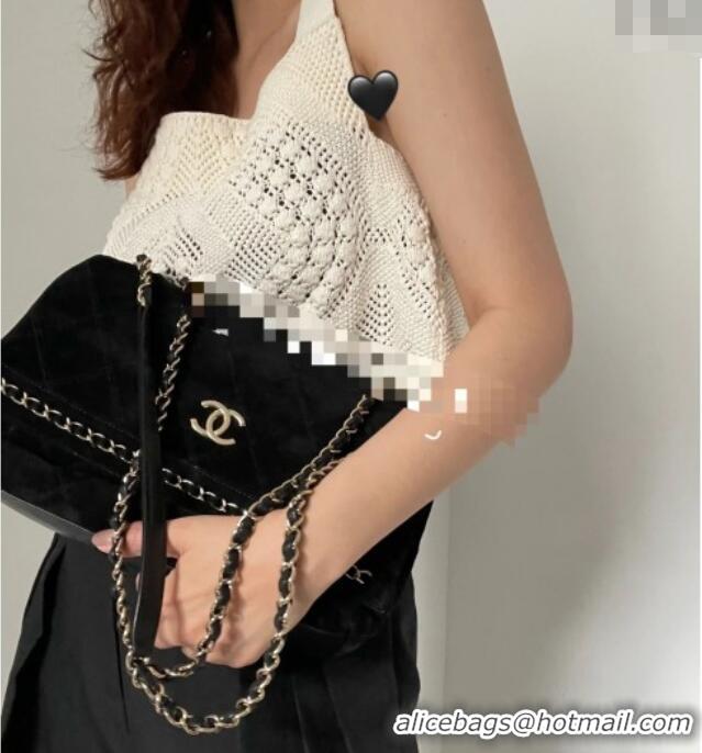 Luxury Promotional Chanel Quilted Suede Flap Bag with Chain CH112702 Black 2025
