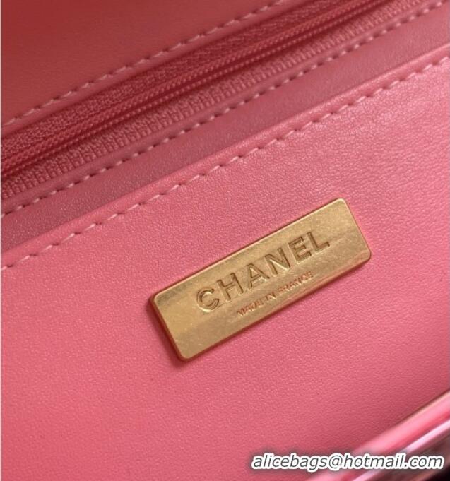 Pretty Style Chanel Metallic Mirror Calfskin Large Flap Bag with Top Handle AS5807 Pink 2025
