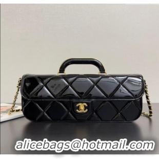 Top Design Chanel Mirror Calfskin Large Flap Bag with Top Handle AS5807 Black 2025