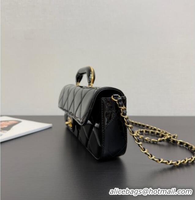 Top Design Chanel Mirror Calfskin Large Flap Bag with Top Handle AS5807 Black 2025