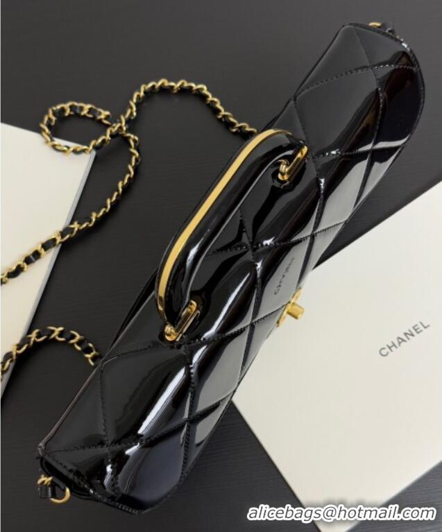 Top Design Chanel Mirror Calfskin Large Flap Bag with Top Handle AS5807 Black 2025